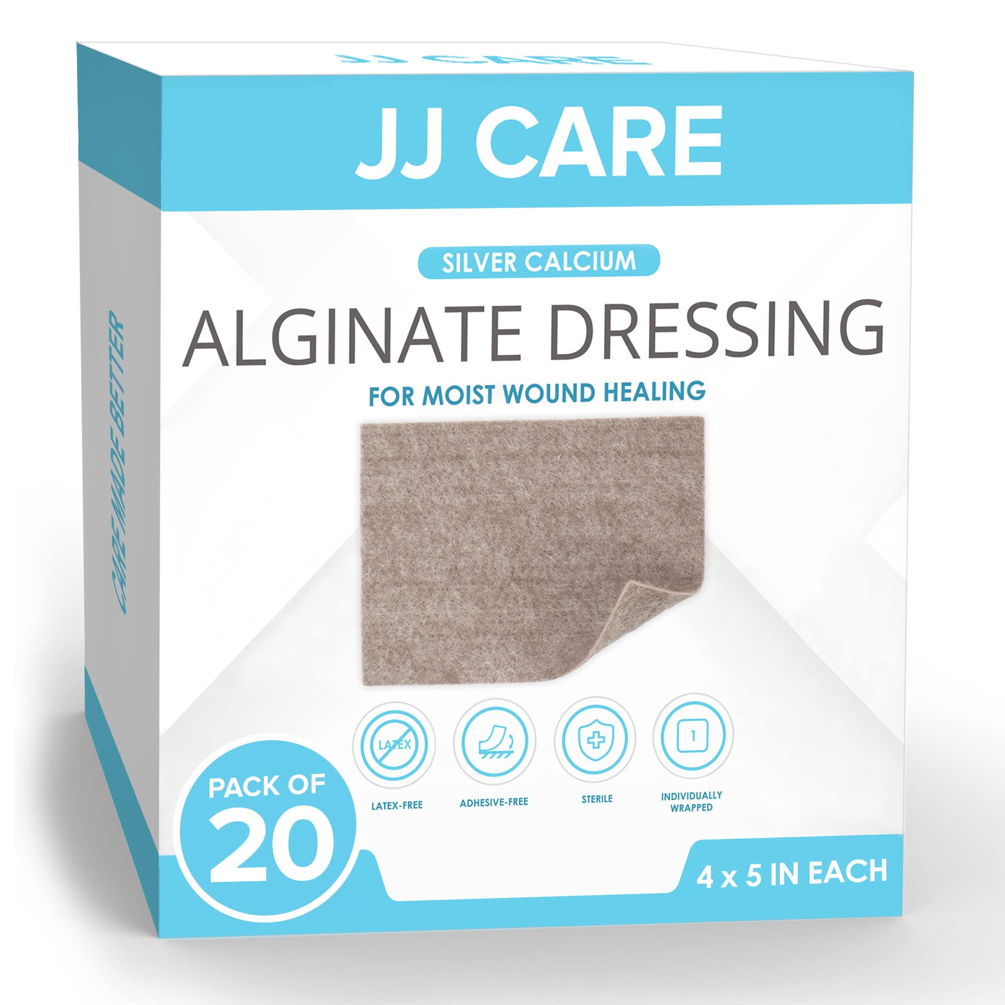 JJ CARE Silver Calcium Alginate Wound Dressing (Pack of 20) 4x5, Calci – JJ  CARE USA