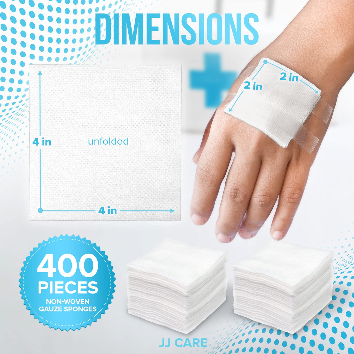 JJ CARE Non Woven Gauze [400 Count], 2x2 Non Woven Gauze Pads for Firs ...